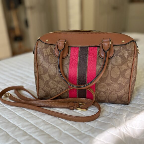 Coach Brown Coated Canvas and Leather Mini Satchel Bag - Picture 3 of 5